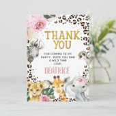 Boho Floral Safari Verjaardag bedankje Kaart (Staand voorkant)