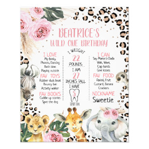 Boho Floral Safari Verjaardag Milestone Poster