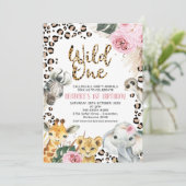 Boho Floral Safari Wild Een eerste verjaardag Kaart (Staand voorkant)