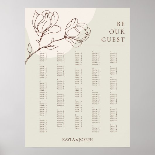 Boho Floral Sage Alfabetical Seed Chart Sign. Poster (Voorkant)