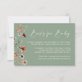 Boho Floral Sage Green Books for Baby Card  Notitiekaartje (Voorkant)