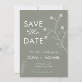 Boho Floral Sage Green Botanical Save The Date (Voorkant)