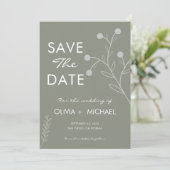 Boho Floral Sage Green Botanical Save The Date (Staand voorkant)