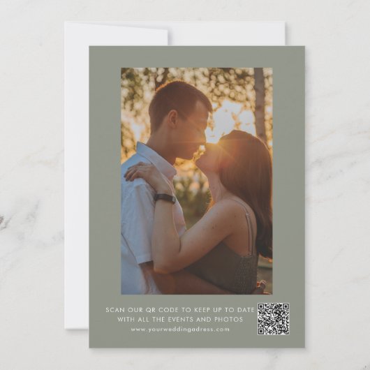 Boho Floral Sage Green Botanical Save The Date (Achterkant)