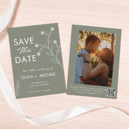 Boho Floral Sage Green Botanical Save The Date