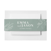 Boho Floral Sage Green Invitation Belly Band Uitnodigingen Wikkel (Voorkant Voorbeeld)