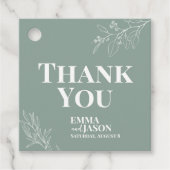 Boho Floral Sage Green Weddenschap Dank je Labels (Voorkant)