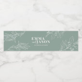 Boho Floral sage Green Weddenschap Water Flaceleti Waterfles Etiket (Enkel label)