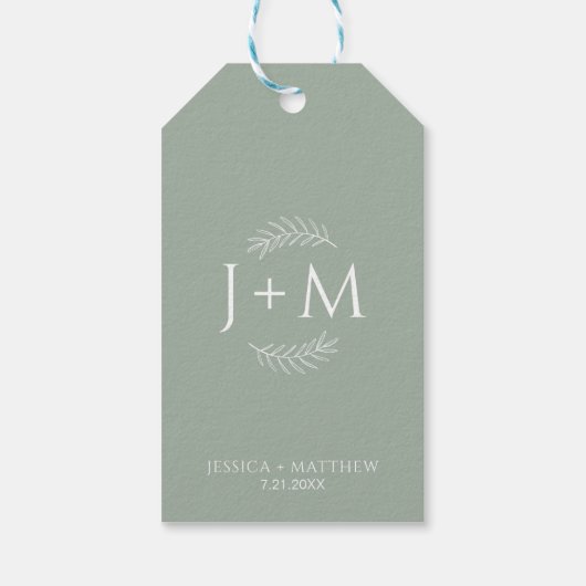 Boho Floral Sage Green Wedding Cadeaulabel (Achterkant)