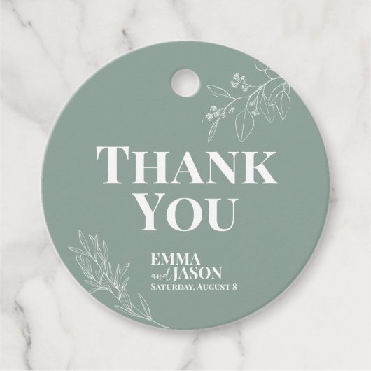 Boho Floral Sage Green Wedding Gift Labels (Voorkant)