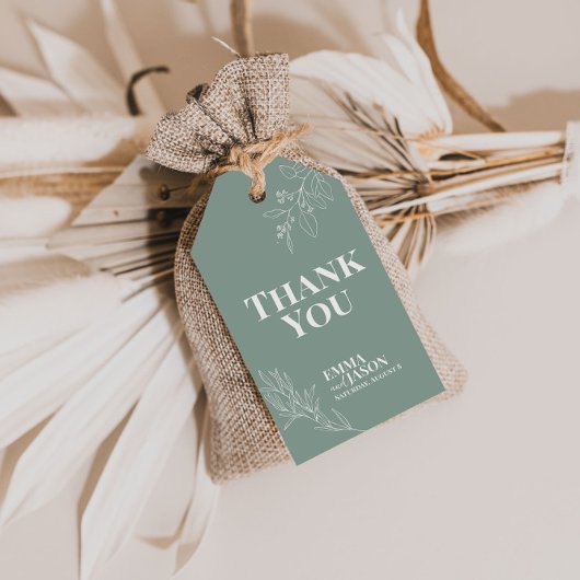 Boho Floral sage Green Wedding Gift Labels Cadeaulabel