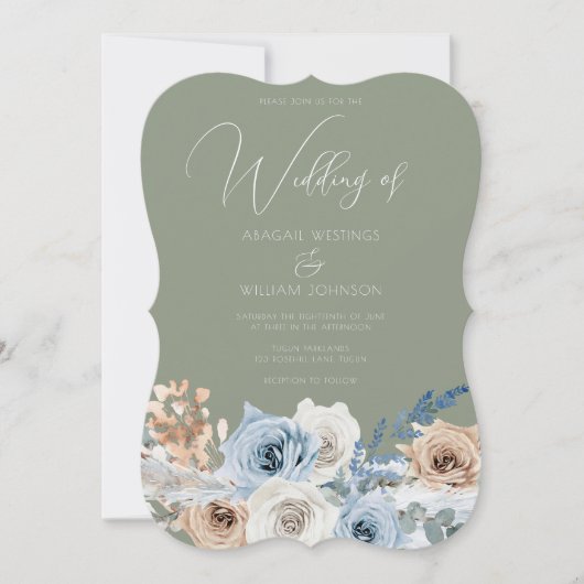 Boho Floral & Sage Green Wedding Kaart (Voorkant)