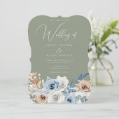 Boho Floral & Sage Green Wedding Kaart (Staand voorkant)