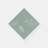 Boho Floral Sage Green Wedding Napkins Servet (Hoek)