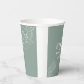 Boho Floral Sage Green Wedding Paper Cups Papieren Bekers (Rechts)