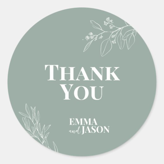 Boho Floral Sage Green Wedding Round Sticker (Voorkant)