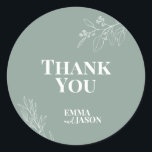 Boho Floral Sage Green Wedding Round Sticker<br><div class="desc">Boho Floral Round Sticker wordt gekenmerkt door een boho-stijl met bloemkleur en grijsgroene kleur. Ze zijn gedrukt op hoogwaardige kaarten en zullen zeker indruk maken op je gasten en de toon zetten voor je speciale dag. Bekijk ons collectie: https://www.zazzle.com/collections/floral_sage_green_wedding-119898373740526358</div>