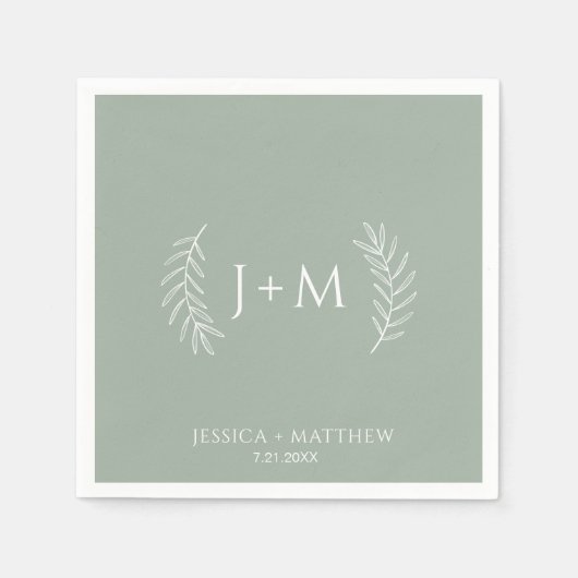 Boho Floral Sage Green Wedding Servet (Voorkant)
