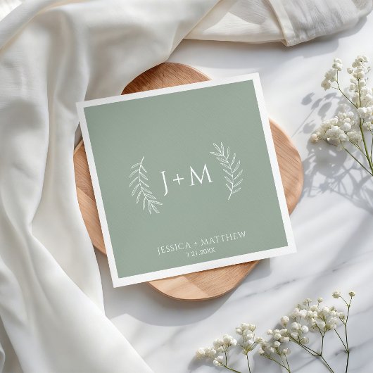 Boho Floral Sage Green Wedding Servet
