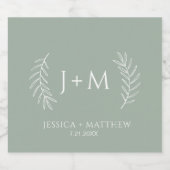 Boho Floral Sage Green Wedding Sparkling Wijnetiket (Enkel label)