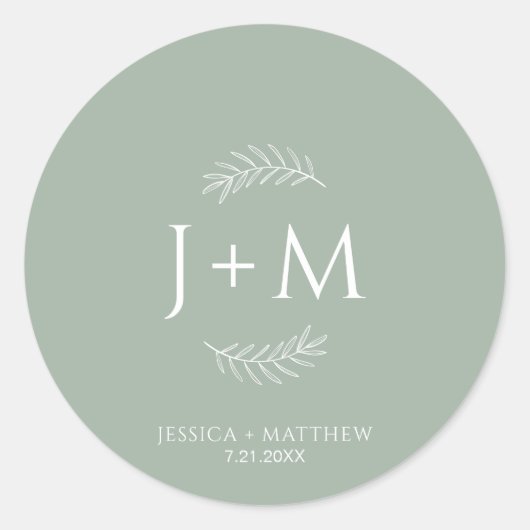 Boho Floral Sage Green Wedding Sticker (Voorkant)
