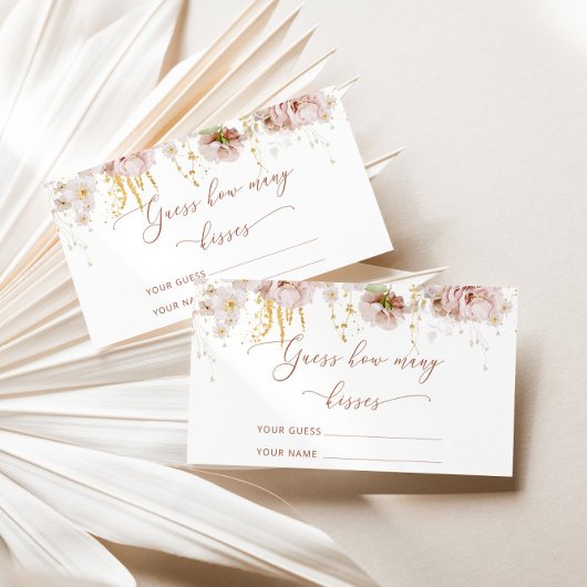 Boho floral schat hoeveel kisses brudal game informatiekaartje