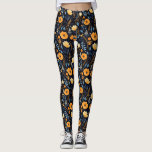 Boho Floral Schattige Zwart Sinaasappel Blauw Leggings<br><div class="desc">Deze schattige leggings hebben een bohemien bloemmotief overal in sinaasappels, blauw, geel en zwart. Zoet en leuk, perfect voor je boho stijl. Creëer door Simply Farmhouse Press.</div>