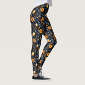 Boho Floral Schattige Zwart Sinaasappel Blauw Leggings (Rechts)