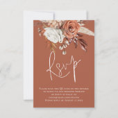 Boho Floral Script QR Code Terracotta Wedding RSVP (Voorkant)