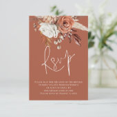 Boho Floral Script QR Code Terracotta Wedding RSVP (Staand voorkant)
