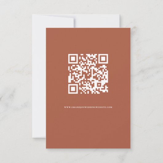 Boho Floral Script QR Code Terracotta Wedding RSVP (Achterkant)