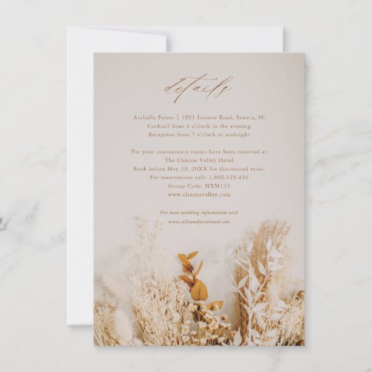 Boho Floral Script Wedding Details (Voorkant)