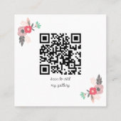 Boho Floral Sewing Machine en QR Code Vierkante Visitekaartje (Achterkant)
