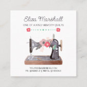 Boho Floral Sewing Machine en QR Code Vierkante Visitekaartje (Voorkant)