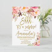 Boho Floral, Shhh het is een verrassingsverjaardag Kaart (Staand voorkant)