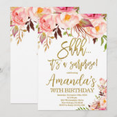 Boho Floral, Shhh het is een verrassingsverjaardag Kaart (Voorkant / Achterkant)