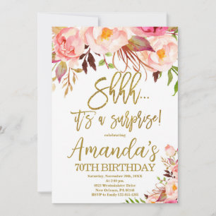 Boho Floral, Shhh het is een verrassingsverjaardag Kaart