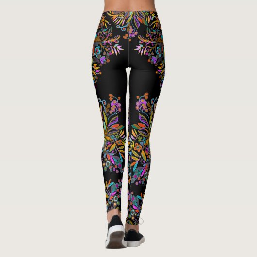 Boho Floral Side Stripe Leggings (Achterkant)