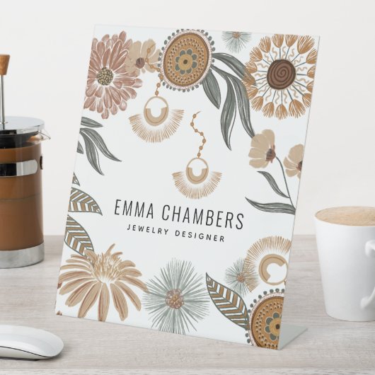 Boho Floral Sieraden Designer voetstuk teken Reclamebord Met Voetstuk (Insitu)