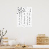 Boho Floral Simple Alfabetical Seat Chart Sign Poster (Keuken)