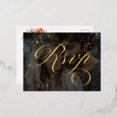 Boho Floral Sinaasappel en Blush Pink Fotobruiloft Folie Uitnodiging Briefkaart (Voorkant / Achterkant)