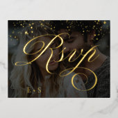 Boho Floral Sinaasappel en Blush Pink Fotobruiloft Folie Uitnodiging Briefkaart (Voorkant)