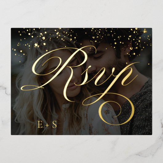 Boho Floral Sinaasappel en Blush Pink Fotobruiloft Folie Uitnodiging Briefkaart (Voorkant)