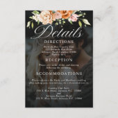 Boho Floral Sinaasappel en Blush Pink Wedding Informatiekaartje (Voorkant)