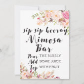 Boho floral sip sip horay mimosa bar Sign 5x7" Kaart (Voorkant)