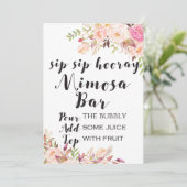 Boho floral sip sip horay mimosa bar Sign 5x7" Kaart (Staand voorkant)