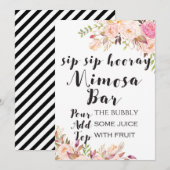 Boho floral sip sip horay mimosa bar Sign 5x7" Kaart (Voorkant / Achterkant)