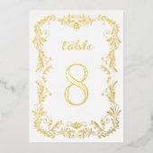 Boho floral sketch border-nummers folie uitnodiging (Voorkant)