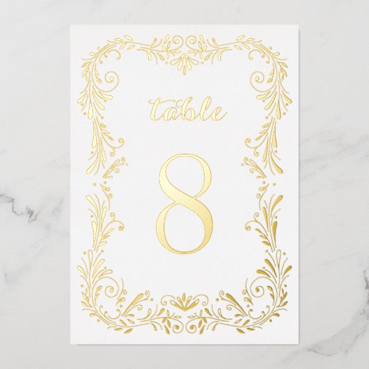 Boho floral sketch border-nummers folie uitnodiging (Voorkant)