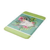 Boho Floral Skull Blauwgroen en groen helder kleur Badmat (Gekanteld)